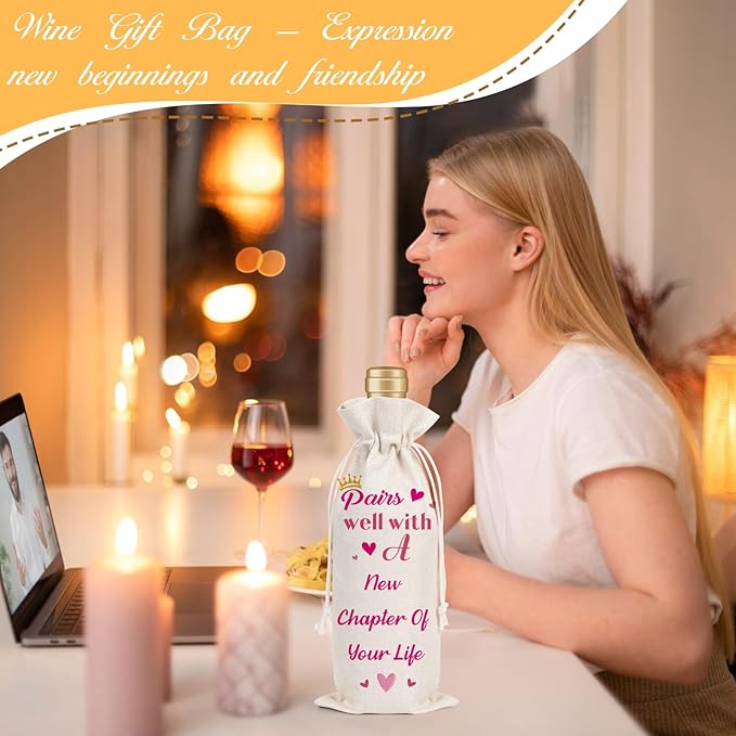 Wxiben New Beginning Gifts for Women - New Job Wine Gift Bag Going Away Gift for Friends Leaving Gifts for Coworker New Business Owner Gifts Engagement Farewell Goodbye Gift for Colleague Boss