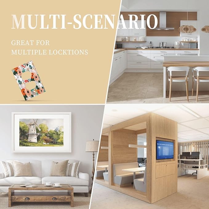 Rustic Floral Boho Colorful Flower Single Duplex Wall Plate Covers Light Switch Cover 1 Gang Outlet Plate Decorative Switchplate Covers Electrical Faceplate for Farmhouse Bathroom Bedroom Kitchen