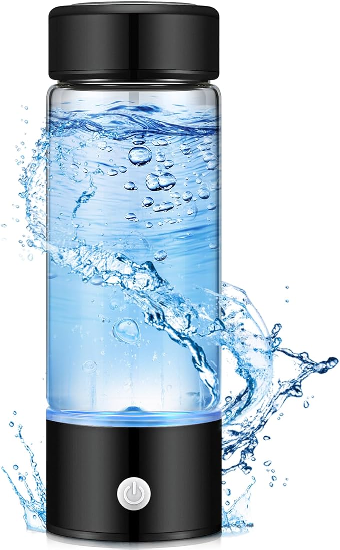 Honeydak Hydro Booster Hydrogen Water Bottle 420 ml Hydrogen Water Ionizer Machine Portable Hydrogen Water Generator USB Rechargeable Water Hydrogenator for Home Office Travel (Black)