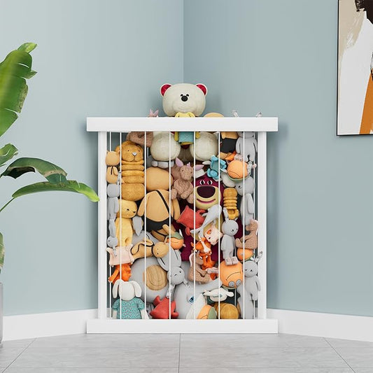 Corner Stuffed Animal Storage Zoo Stuffed Animal Holder Wooden Plush Storage Organizer Playroom Organization and Storage for Bedroom Nursery Room Organizer Plush Toys