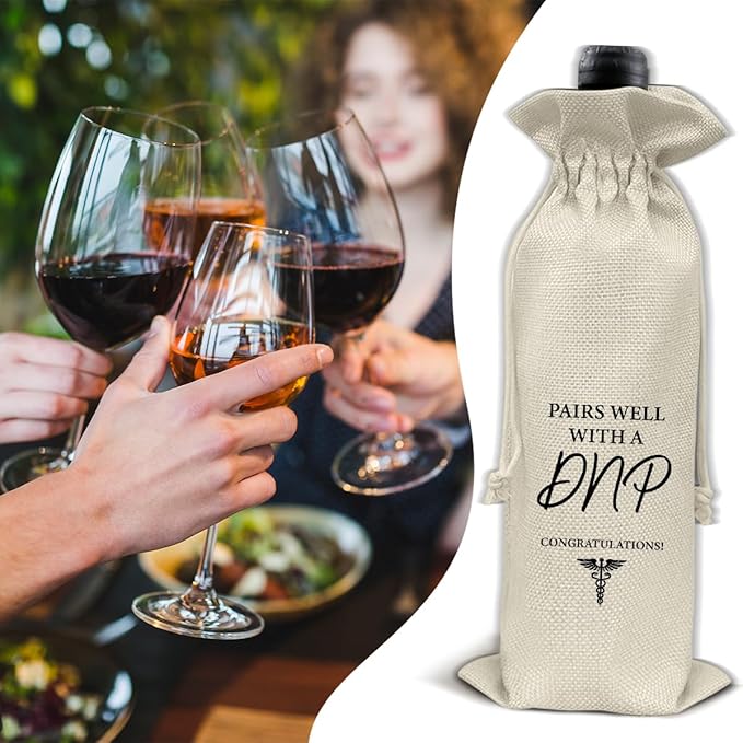 Graduation Wine Bag DNP Degree Wine Gift Bag Graduation Gift for Doctor Nurse Practice Med School Farewell Graduation Gifts