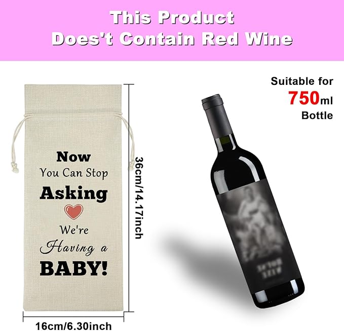 Christmas Gift for Mother Father Wine Bags Pregnancy Announcement Gift for Parents Surprised Christmas Gifts for Husband Drawstring Wine Wrap Bottle Bags Birthday Gift for Her Him Mother in Law Gift