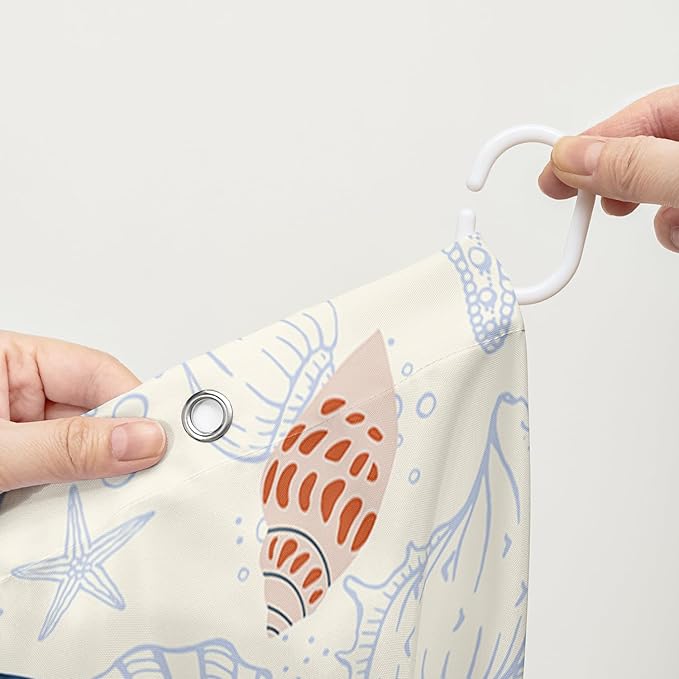 AILONEN Cartoon Dolphin Shower Curtain for Kids Boys Girls,Cute Sea Animals Waterproof Fabric Shower Curtain for Bathroom,Ocean Shell Theme Shower Curtain Set with Hooks,36" W*72" H