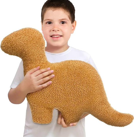 Large Dino Nugget Pillow, Dinosaur Chicken Nuggets Plush Funny Gifts for Teen Boys Girls, Fun Throw Pillows Cute Room Decor for Teens Adults Dinosaur Gifts (Large, Brontosaurus)