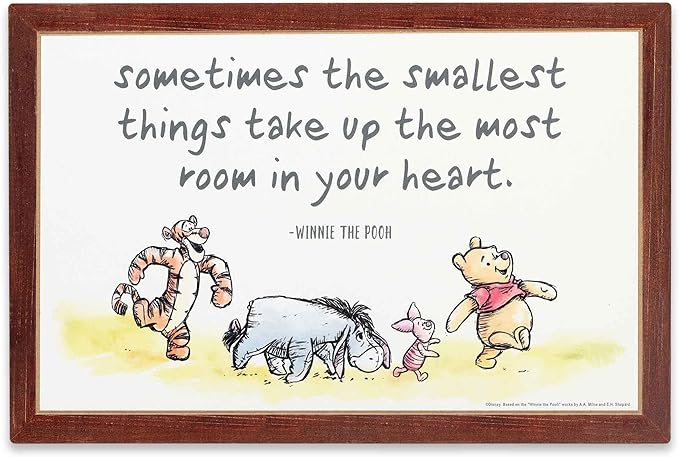 Open Road Brands Disney Winnie The Pooh Room in Your Heart Nostalgic Wood Wall Decor for Nursery, Bedroom or Play Room