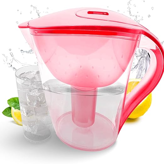 Purified Clean Crystal-Clear Water Filter Pitcher: Experience Enhanced Extraordinary Refreshing Hydration, Enjoying Convenience, Efficient and Quality You Deserve (Red - 3.8 LTS)