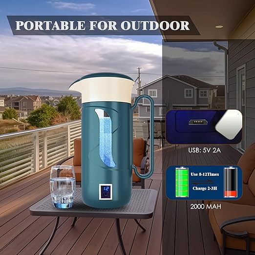 Hydrogen Water Bottle Alkaline Water Generator Hydrogen Water Ionizor Maker Machine Pitcher Ionizer with SPE & PEM Tech 1500ml/50floz