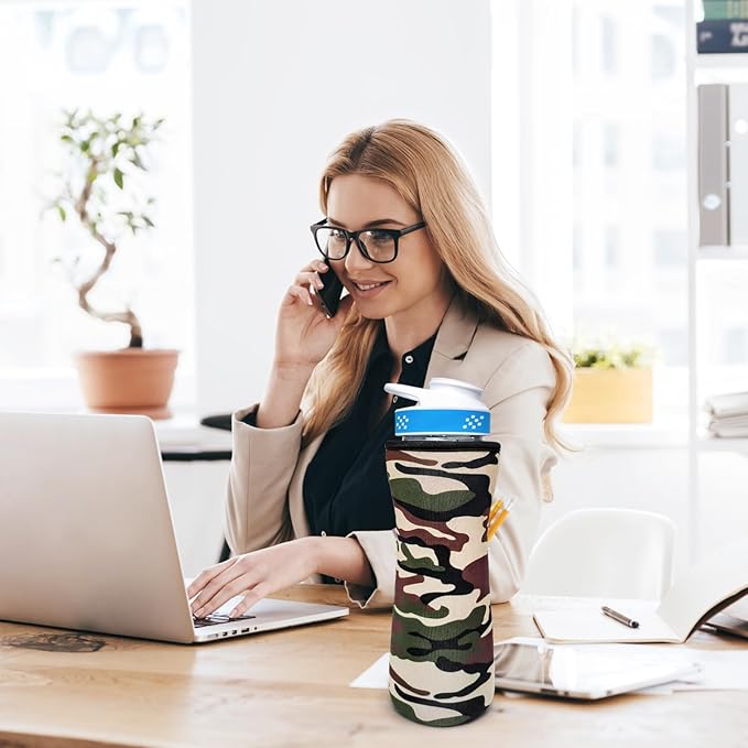 Water Bottle Sleeve Compatible with Cir-kul Water Bottle - 2 Pcs Sleeve Compatible with Cir-kul Plastic 22oz & Stainless Steel Bottle - Insulated Cover for Retaining Temperature(Camouflage-2p-22oz)