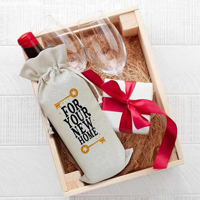 New Home Wine Bag, Housewarming Gift for Friends Family Member Coworker Sister Bestie, Wine Bag Party Favor Wine Champagne Gift Bag With Drawstring -28
