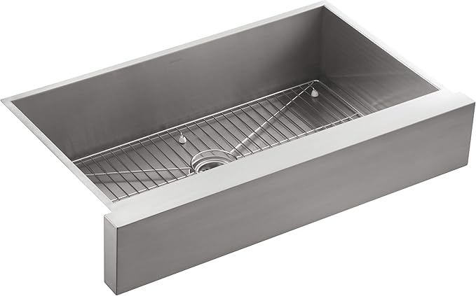 KOHLER Vault 30" Single Bowl 18-Gauge Stainless Steel Apron Front Kitchen Sink Undermount Installation K-3943-NA