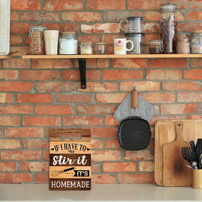 Farmhouse Kitchen Decor, Kitchen Signs Wall Decor, Kitchen Decorations, Kitchen Door Wall Hanging Decor, Kitchen Gifts for Women, If I Have to Stir It It's Homemade Wood Sign 8 x 12 Inch