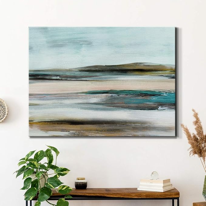 Renditions Gallery Canvas Nature Wall Art Modern Paintings & Prints Decorations Blurred Sandy Beach Abstract Vibrant Coastal Wall Hanging Artwork for Bedroom Office Kitchen - 24"x36" LT33