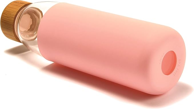 veegoal Glass Water Bottles 25 Oz Borosilicate with Bamboo Lid, BPA-FREE, Non-Slip Silicone Sleeve, and Stainless Steel Leak Proof Lid - Reusable Glass Bottle for Men and Women