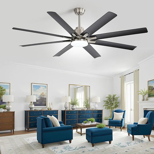 NicBex Ceiling Fan 66 Inch Ceiling Fans with Lights Ceiling Fan with 8 Blades and Remote Control Ceiling Fans with Reversible Noiseless DC Motor for Bedroom, Living Room, Gray
