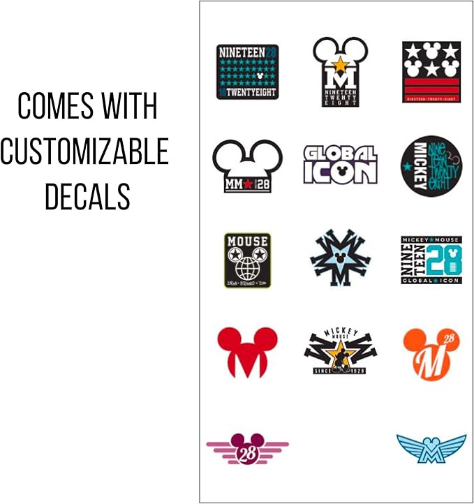 Silver Buffalo Disney Mickey Classic Varsity Twist Spout Plastic Water Bottle with Stickers You Stick Yourself, Red, 32 Ounces