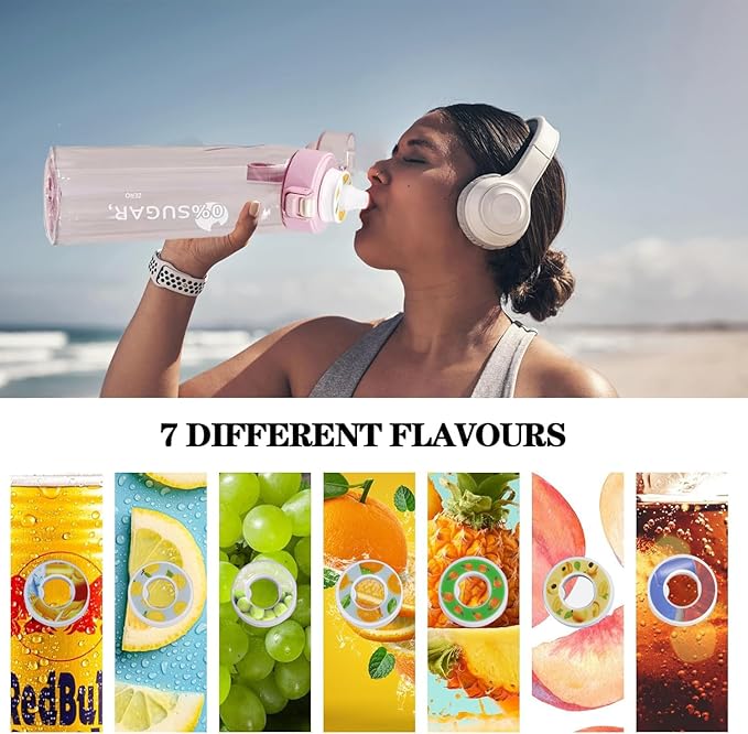Generic Water Bottle with Flavor Pods 650ml BPA Free Water Cup with 7 Scented Water Bottle Flavor Pods Sports Water Bottle Suitable for Outdoor
