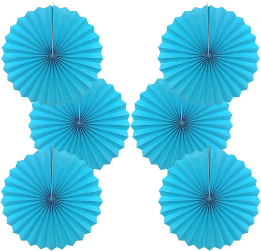 BARTHEW Blue Hanging Paper Fans,Blueaccessories Paper Decorations for Party,Blue Harmony Classroom Decorations,Party Decorations for Boys 16in Hanging Paper Fans 30 Color DIY Set (Sky Blue)