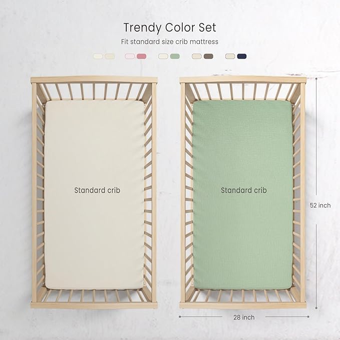 Baby Muslin Crib Sheets - Toddler Cotton Fitted Crib Sheets Neutral for Boys and Girls 2Pack