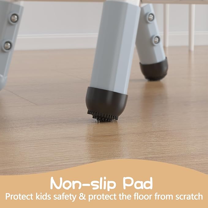 Adjustable Kids Chair (2pcs), 3 Level Height Adjustable Toddler Chair, Plastic Indoor Outdoor Child Chair for Children Age 2-8 Family School Home Daycare Use, Grayish Blue