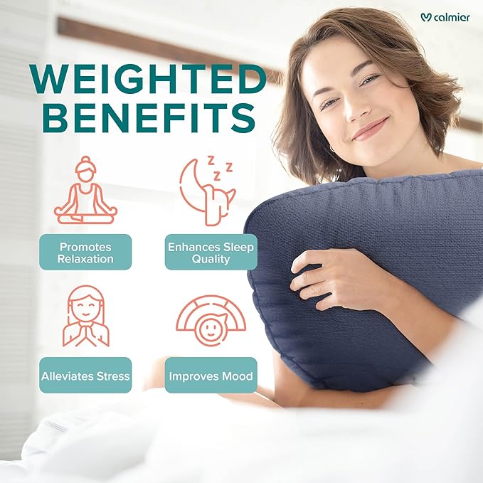 Calmier - 9 lb Sensory Weighted Pillow - Glass Bead Filled Hug Pillow - Ultra Plush Cozy Weighted Pillows for Adults and Kids - Child Sensory Pillow - Weighted Lap Pad (Blue - Fleece, 9 LBS)