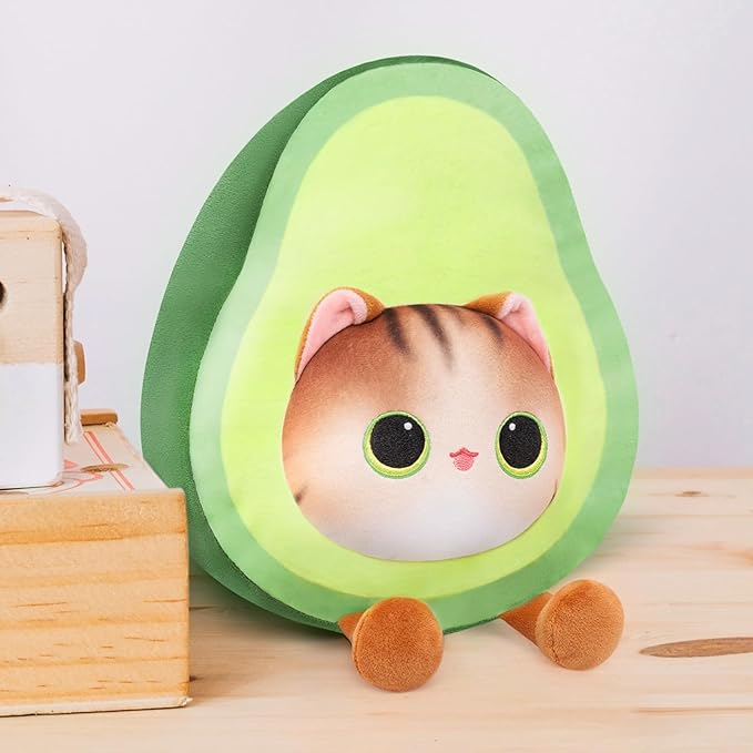 Stuffed Animal Plushie Toy, Cute Cat Plush Stuffed Pillow, Avocado Stuffy Toy Plush Pillow Birthday Toy for Kids & Adults