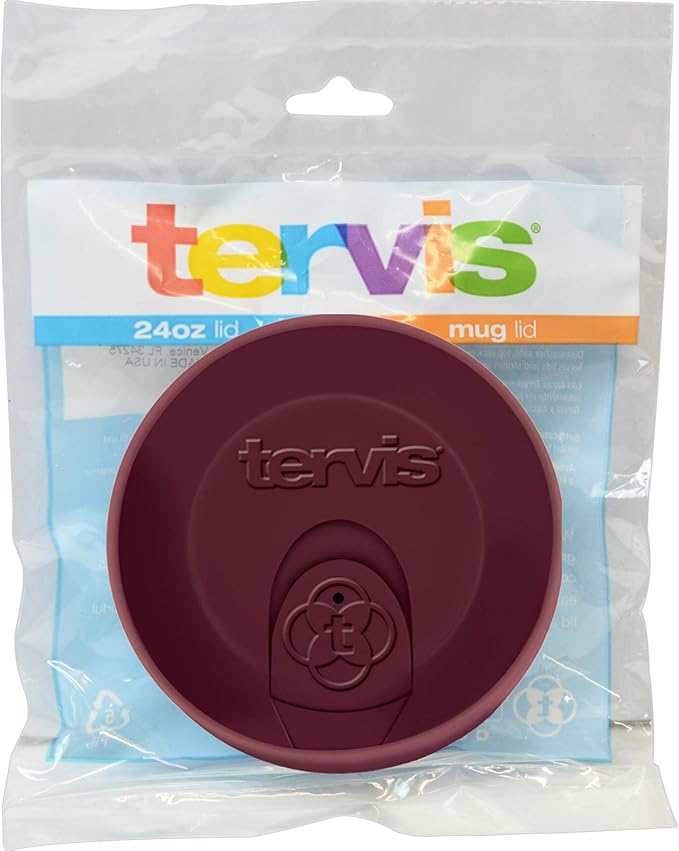 Tervis Travel Lid Made in USA Double Walled Insulated Tumbler Travel Cup Keeps Drinks Cold & Hot, Fits 24oz Tumblers & 16oz Mugs, Maroon