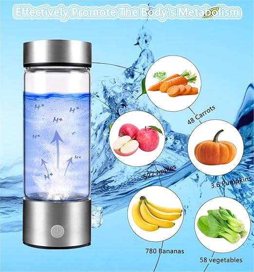 Hydrogen Water Bottle, New Portable Hydrogen Water Ion Generator, Hydrogen-Rich Water Health Cup.for Family Travel Office Gifts (Silver)