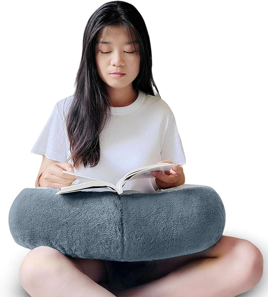 Reading Pillow Lap Pillow for Reading Gaming Pillow for Arms Crochet Pillow Provides Wrist & Elbow Support Suitable for Reading Gaming Working While Sitting on The Bed Floor or Sofa （Grey）