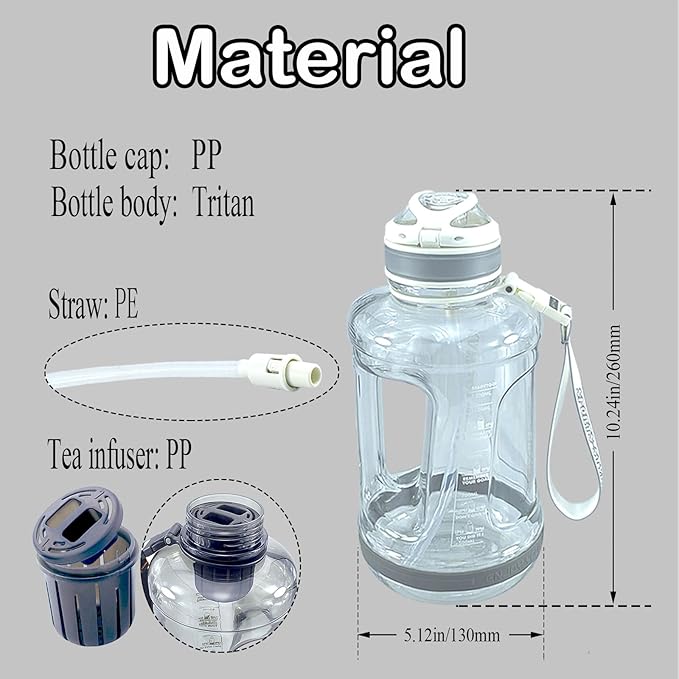 Sports Water Bottle, 50 Oz/1500mL, Leak Proof BPA Free Travel Outdoor For Men Women (White)