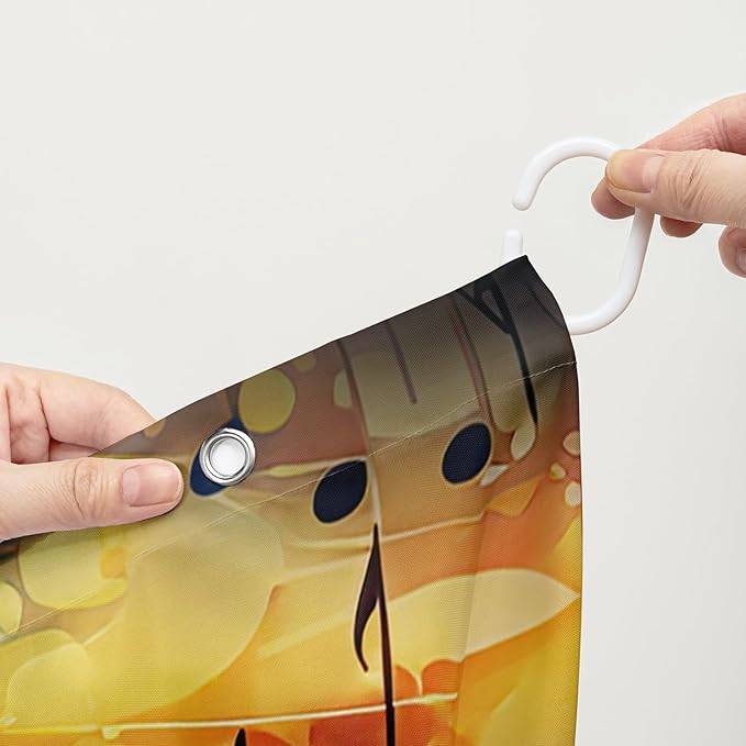 AILONEN Love Theme Shower Curtain for Bathroom, Romantic Rainbow Balloon Tie Dye Bath Curtain for Kids Girls Women,Abstract Music Black Shower Curtain Waterproof with 12 Plastic Hooks, 72" W*84" H