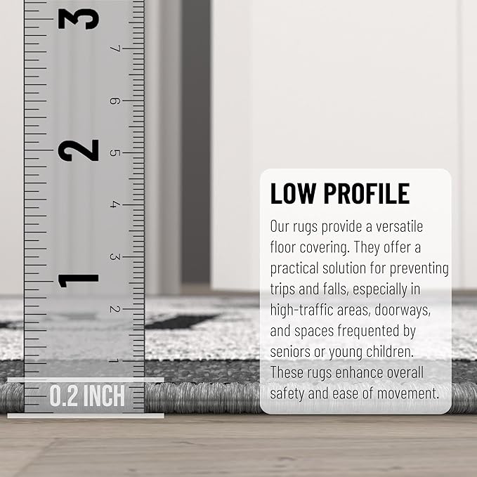 Ottomanson Laundry Collection Non-Slip Rubberback Laundry Text Design 2x5 Laundry Room Runner Rug, 20" x 59", Light Gray