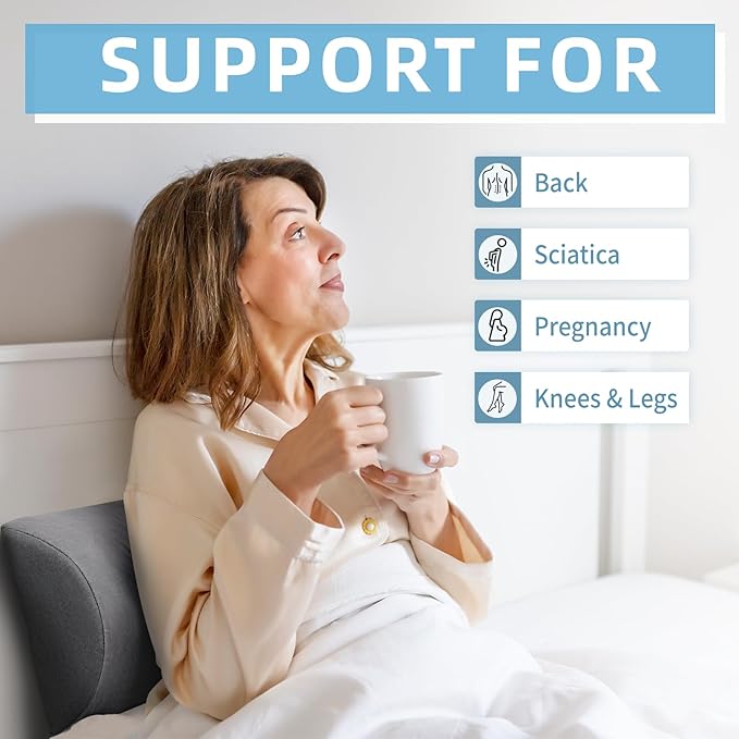 Under Knee and Leg Pillow for Back Sleeping - Half Moon Bolster Pillow for Lower Back and Head, Semi Roll Round Lumbar Support Pillow for Side, Back, Stomach Sleepers (Darkgrey)