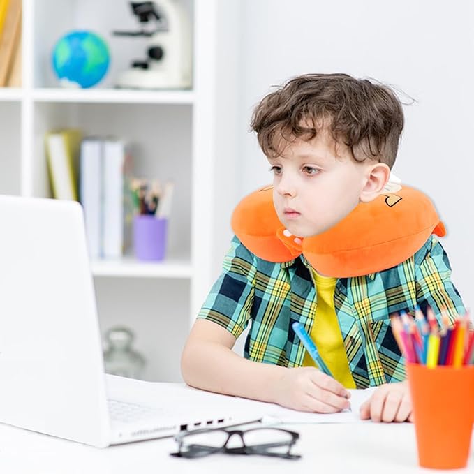 Travel Pillow, Kids Travel Pillow with Sleep Eye Mask, Soft Memory Foam Kids Neck Pillow for Boys & Girls, Travel Accessories for Car Airplane Traveling - Funny Crab