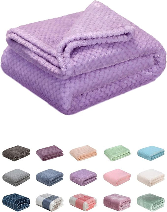 Fuzzy Throw Blanket, Plush Fleece Blankets for Adults, Toddler, Boys and Girls, Warm Soft Blankets and Throws for Bed, Couch, Sofa, Travel and Outdoor, Camping (40Wx60L, M-Lavender)