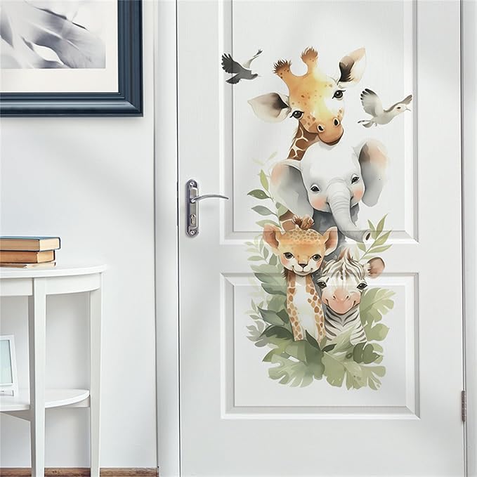 Watercolor Style Cute Animals Wall Decals Lovely Wildlife Wall Sticker Art Wall Clings Removable for Nursery Kid'sroom School Livingroom TV Background Decoration Murals (Lovely Wildlife 1)
