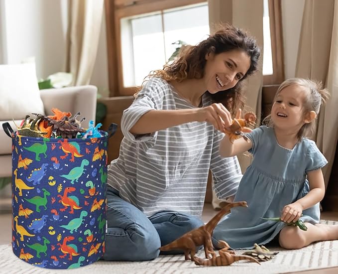 Dinosaur Kids Laundry Basket Baby Hamper Dinosaur Toy Storage Bin for Boys Room Decor Baby Nursery Hamper Gift Baskets for Bedroom Bathroom(Blue Dinosaur)