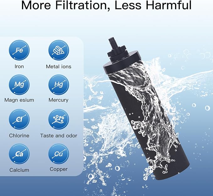 NSF/ANSI 375 Certified Water Filter, Replacement for Berkey® BB9®-2 Black Purification Elements and Berkey® Gravity Filter System, Pack of 2