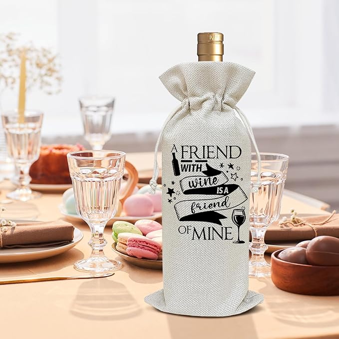 Funny Gift for Friends Bestie Sister, BFF Gifts, Birthday Gifts for Women Men Friendship Gifts for Coworker Colleague Thanksgiving Christmas Party Favor Wine Bag Decoration Supplies /30