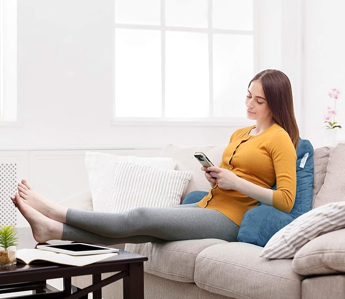 Nestl Reading Pillow for Kids, Small Bed Pillow, Back Pillow for Sitting in Bed, Memory Foam Chair Pillow, Reading & Bed Rest Pillows, Blue Heaven Back Pillow for Bed, Arm Pillow with Pockets