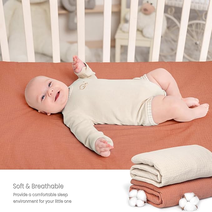 Lulu moon Muslin Crib Sheets - Fitted Crib Mattress Sheets for Boys and Girl - 28"x 52", 2 Pack