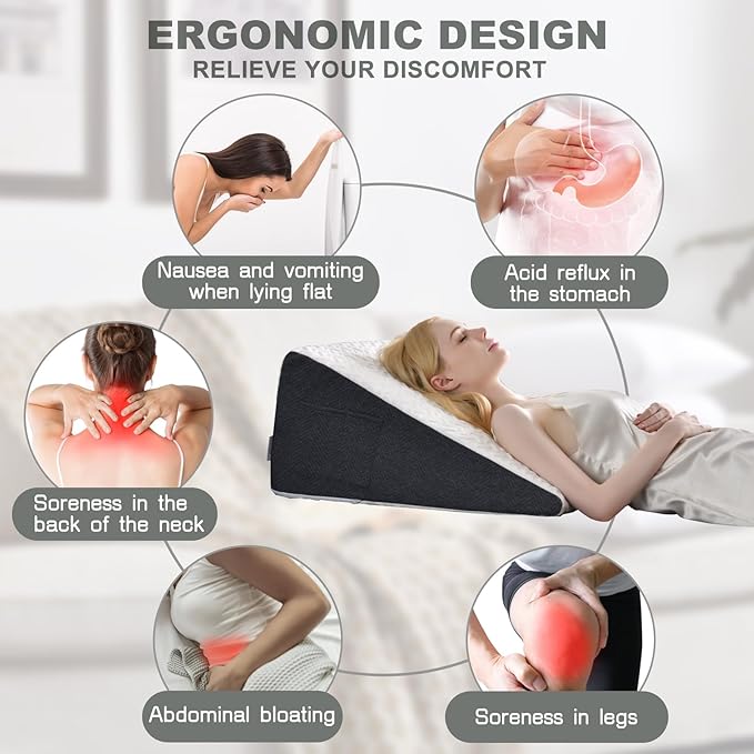 Cosmoluxe Wedge Pillow with Cooling Memory Foam, Elevate Legs or Head to Boost Circulation and Alleviate Swelling and Fatigue