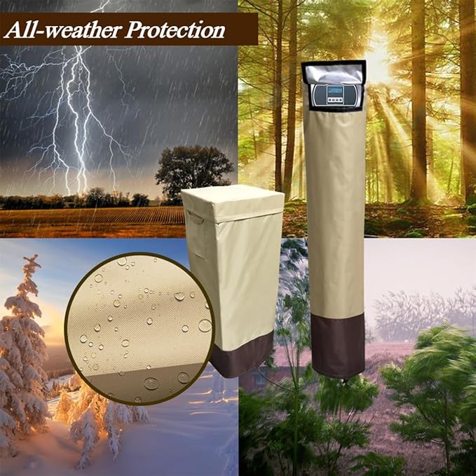 Water Softener Covers for Outside Units,Filter Tank Cover(14D×64''H)Brine Tank Cover(16D×44''H),Water Softener Cover Outdoor,All-Weather Protection,Cover for Water Softener Outside,Beige&Tan