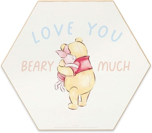Open Road Brands Disney Winnie The Pooh and Piglet Love You Beary Much Wood Wall Decor - Adorable Winnie The Pooh Sign for Kids' Bedroom or Nursery