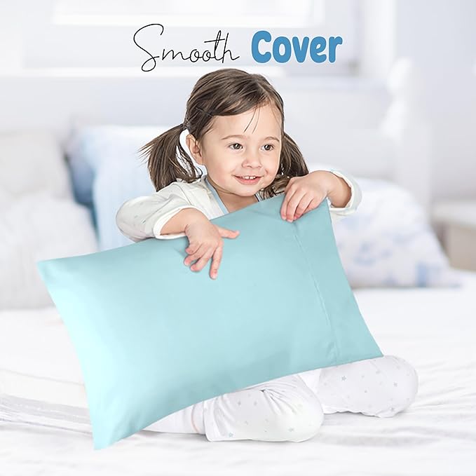 Utopia Bedding Toddler Pillow Cases - 2 Pack - Envelope Closure - Soft Brushed Microfiber Fabric - Shrinkage and Fade Resistant Pillow Covers 14 X 20 Inches (Toddler, Spa Blue)