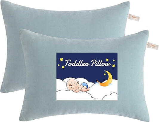 NTBAY Toddler Pillows, Down Alternative 13"x18" Pillows, Machine Washable - Soft and Breathable Travel Small Pillows for Sleeping, Ideal for Daycare, Crib, Cot, Sea Green