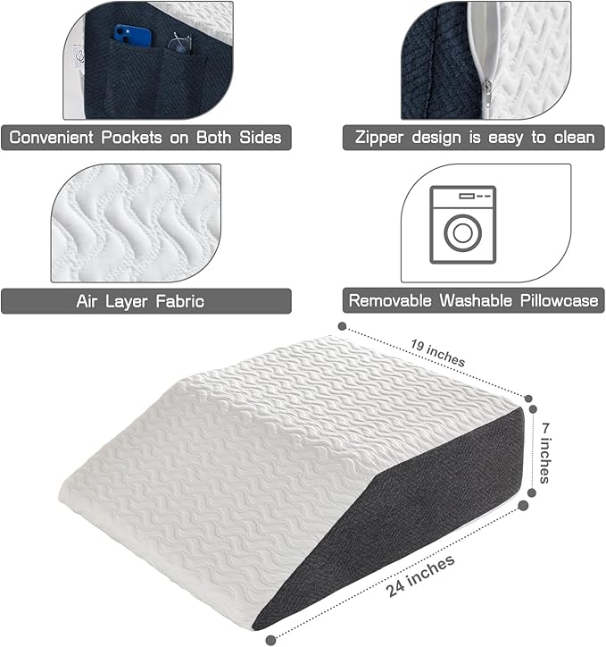 Cosmoluxe Wedge Pillow with Cooling Memory Foam, Elevate Legs or Head to Boost Circulation and Alleviate Swelling and Fatigue