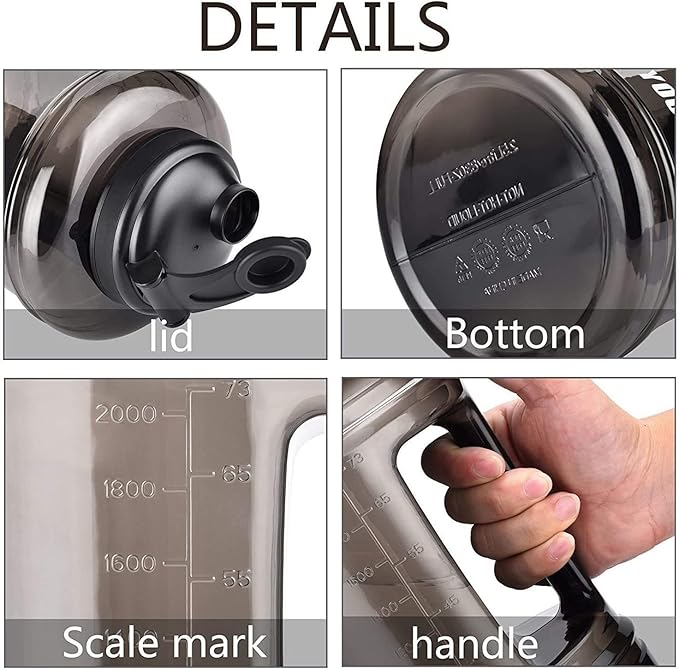 Water Bottle with Handle 2.5L Large Sports Water Bottle Half Gallon BPA Free Plastic Water Bottles Wide Mouth Water Bottle 83oz Reusable Gym Water Jug for Home Drinking Outdoor Sports Hiking Fitness