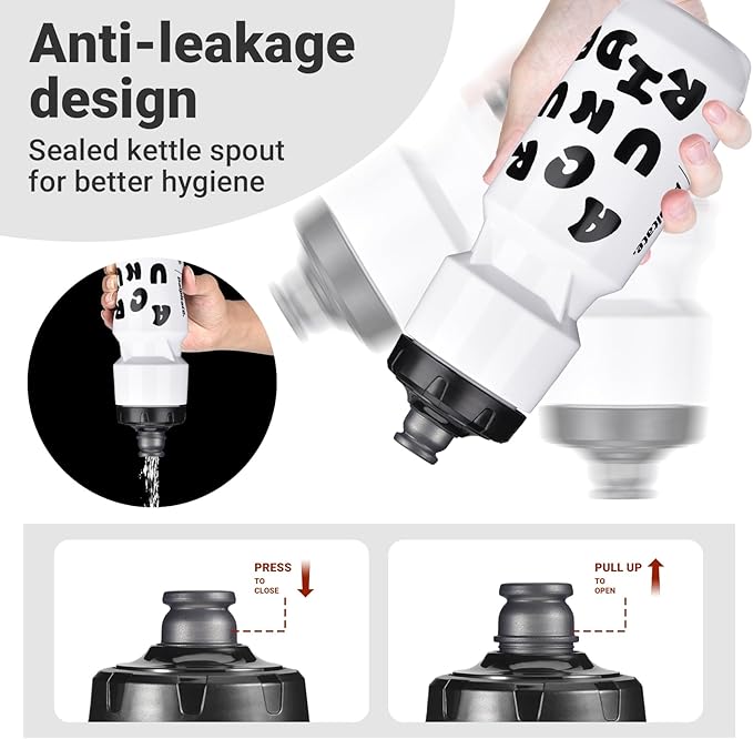 Bike Water Bottle 21oz Bicycle Water Bottle for 5hrs Insulation Sports Squeeze Water Bottle with Leakproof DesignFits Most Bike Cages (White 26)