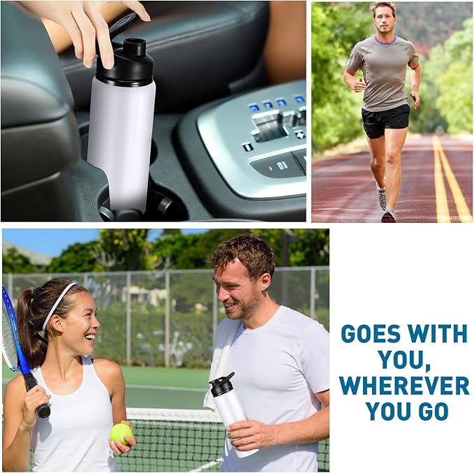 CHENGU 4 Pcs Aluminum Water Bottle 24oz Aluminum Reusable Bottles Lightweight Snap Lid Sports Water Bottle Multipack Easy Carry Leak Proof Travel Bottle for Gym Camping Hiking Outdoor Fishing (White)