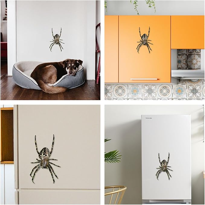 Large Realistic Spider Window Stickers, Indoor Outdoor Vinyl Stickers, Car Window Stickers for Windows Cars Laptops Motorcycles Trucks Walls (8.2" x 8.2")